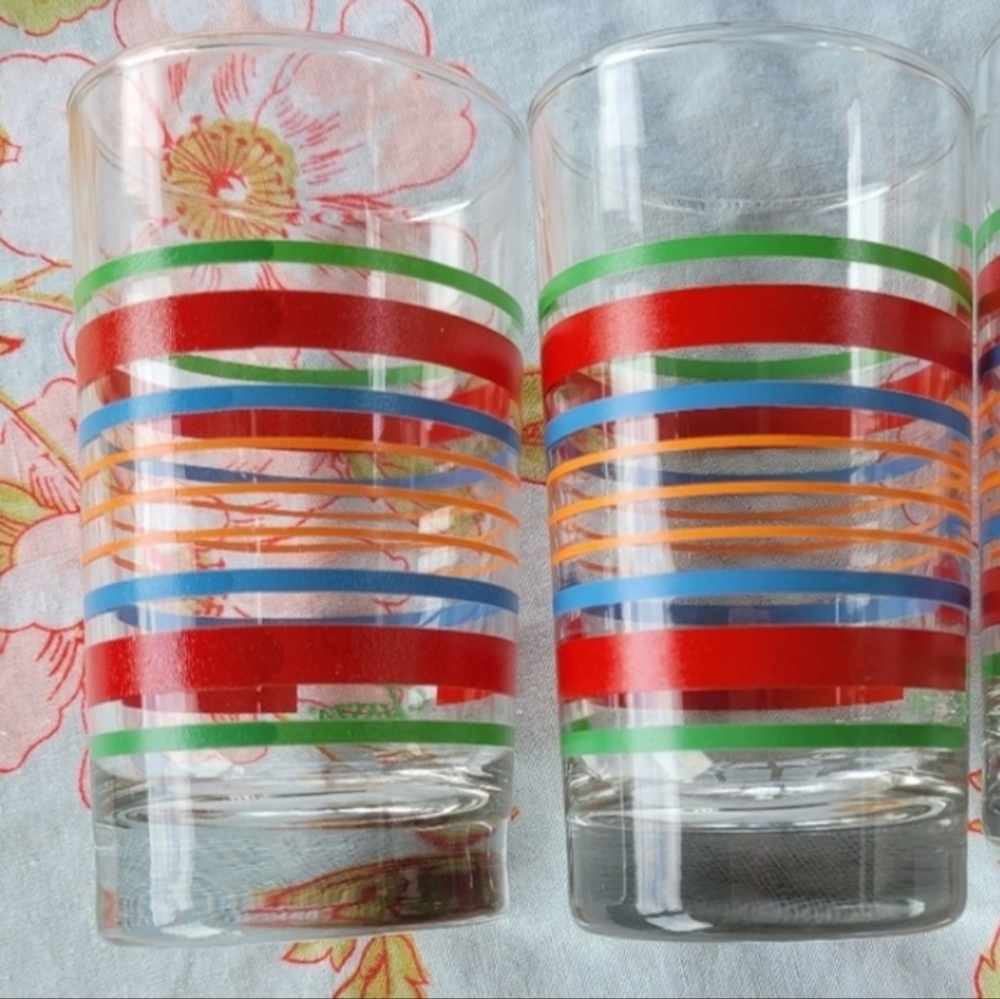Fiesta Striped Mambo Juice Glasses, lot of TWO (2) - Picture 3 of 4